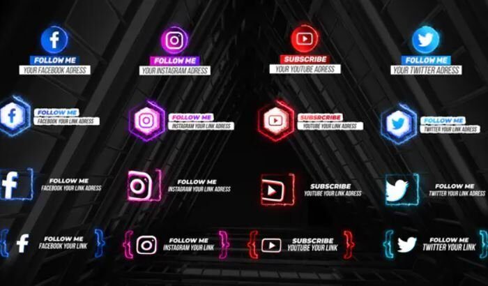 Neon Social Media Lower Thirds V2