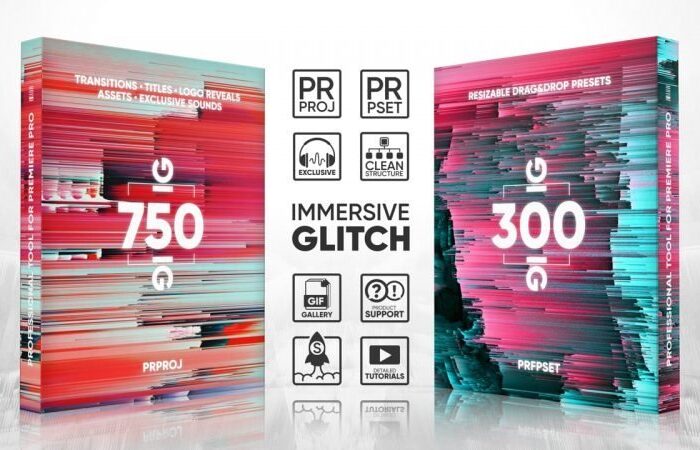 Glitch Transitions Presets Titles Logos Assets Sound FX Pack